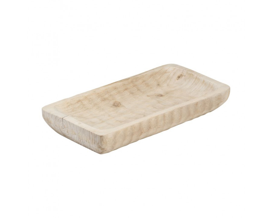 Sagebrook 16" Wood Rectangular Tray - Natural