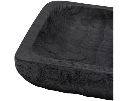 Sagebrook 16" Wood Rectangular Tray - Black