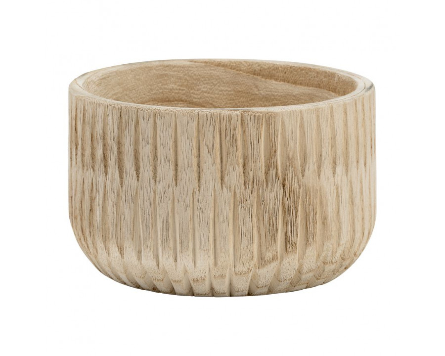 Sagebrook 8" Wood Ridged Bowl - Natural