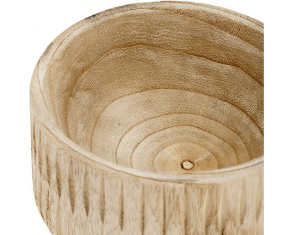 Sagebrook 8" Wood Ridged Bowl - Natural