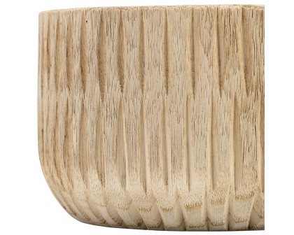 Sagebrook 8" Wood Ridged Bowl - Natural