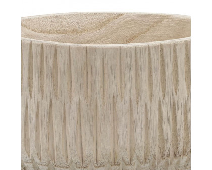 Sagebrook 8" Wood Ridged Bowl - Natural