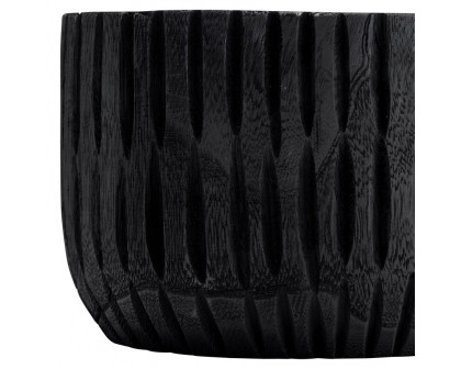 Sagebrook 8" Wood Ridged Bowl - Black