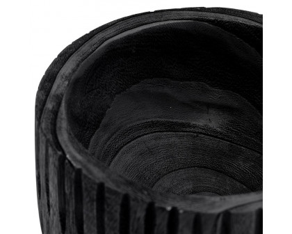 Sagebrook 8" Wood Ridged Bowl - Black