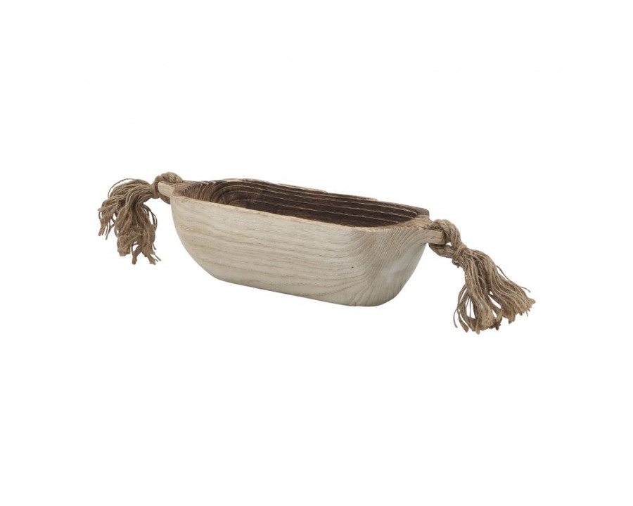 Sagebrook 15" Wood Tray With Tassels - Natural