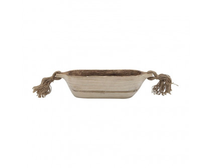 Sagebrook 15" Wood Tray With Tassels - Natural