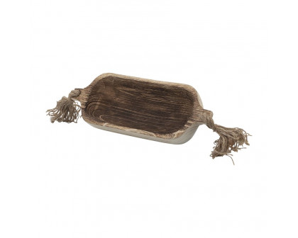 Sagebrook 15" Wood Tray With Tassels - Natural