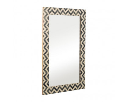 Sagebrook Resin Chevron Rect Mirror - Gray/White