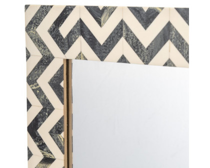 Sagebrook Resin Chevron Rect Mirror - Gray/White