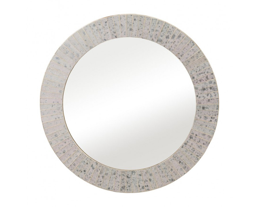 Sagebrook Mosaic Round Tiled Mirror - Champagne