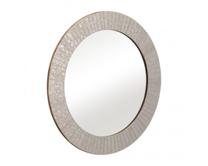 Sagebrook Mosaic Round Tiled Mirror - Champagne