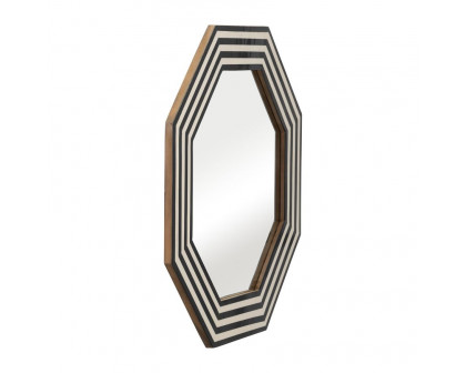 Sagebrook Resin Octagon Mirror - Black/White