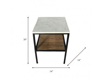 Sagebrook - Side Table Marble Top in Brown/White