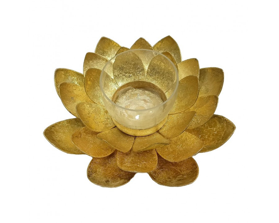 Sagebrook - 8" Metal Lotus Votive Holder in Gold