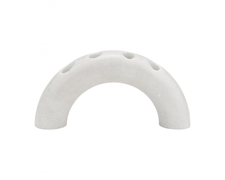 Sagebrook - 10" Marble 4-Taper Candle Holder in White