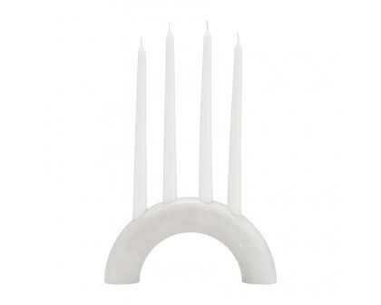 Sagebrook - 10" Marble 4-Taper Candle Holder in White