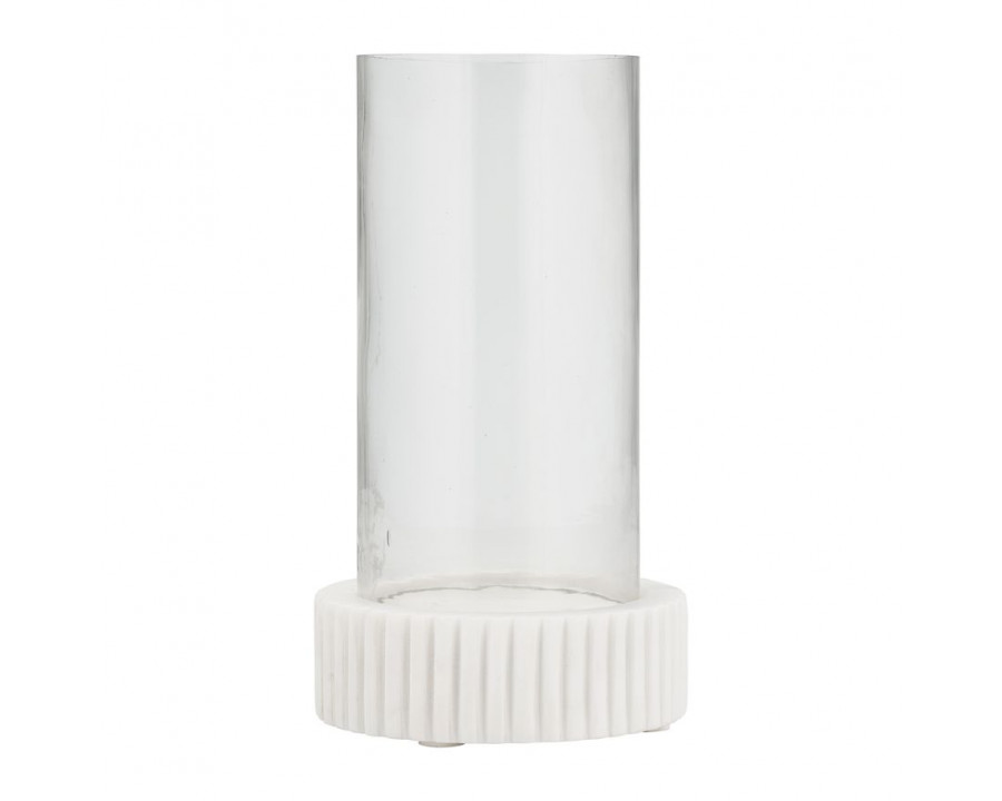 Sagebrook - 11" Marble Hurricane Holder in White