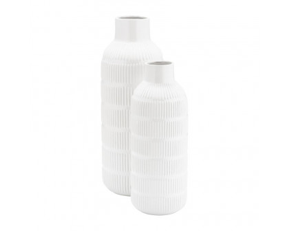 Sagebrook 21" Ceramic Pearl Stripe Vase - White