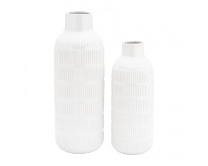 Sagebrook 21" Ceramic Pearl Stripe Vase - White