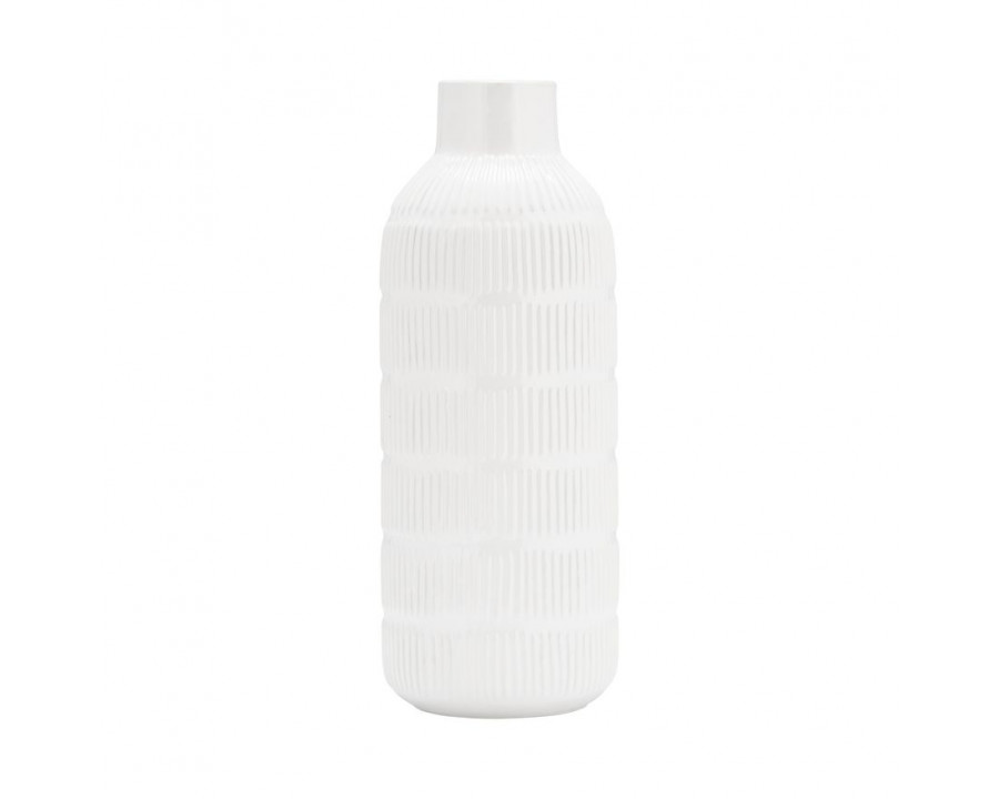 Sagebrook 17" Ceramic Pearl Stripe Vase - White