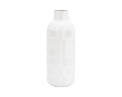 Sagebrook 17" Ceramic Pearl Stripe Vase - White