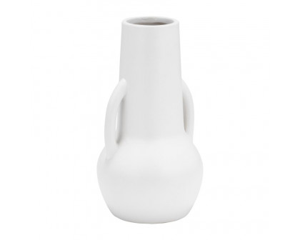 Sagebrook 8" Ceramic Vase With Handles - White