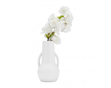 Sagebrook 8" Ceramic Vase With Handles - White