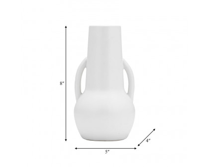 Sagebrook 8" Ceramic Vase With Handles - White