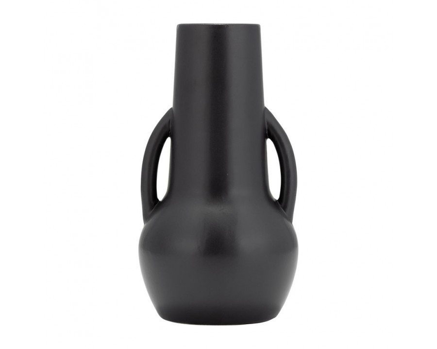 Sagebrook 8" Ceramic Vase With Handles - Black