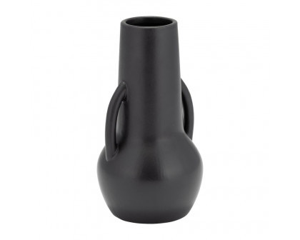 Sagebrook 8" Ceramic Vase With Handles - Black