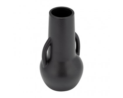 Sagebrook 8" Ceramic Vase With Handles - Black