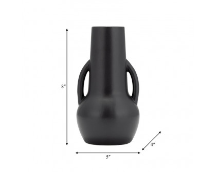 Sagebrook 8" Ceramic Vase With Handles - Black