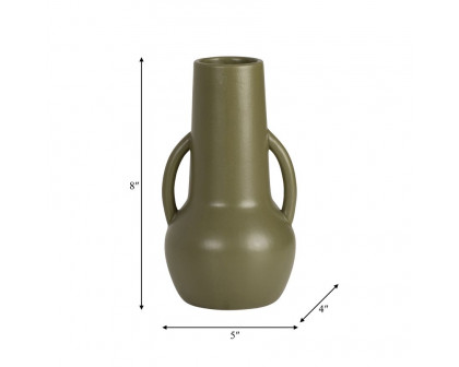 Sagebrook 8" Ceramic Vase With Handles - Olive