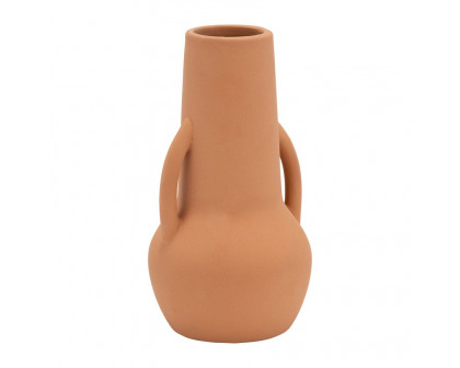 Sagebrook 8" Ceramic Vase With Handles - Terracotta