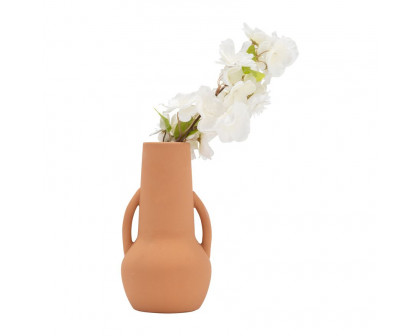 Sagebrook 8" Ceramic Vase With Handles - Terracotta