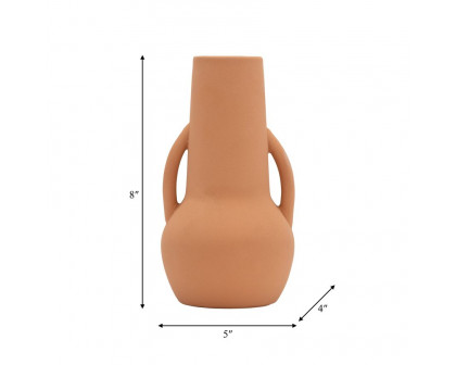 Sagebrook 8" Ceramic Vase With Handles - Terracotta