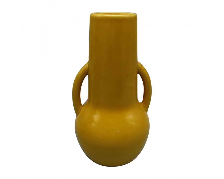 Sagebrook 8" Ceramic Vase With Handles - Mustard