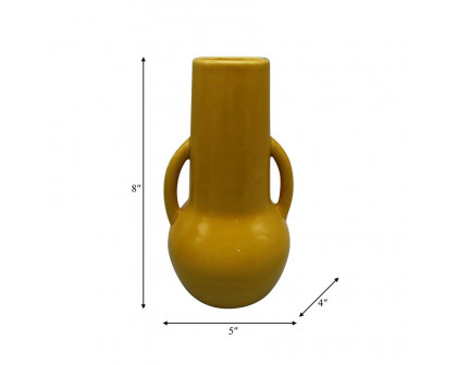 Sagebrook 8" Ceramic Vase With Handles - Mustard