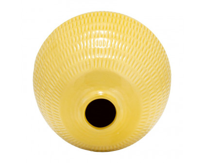 Sagebrook 7" Ceramic Stripe Oval Vase - Yellow