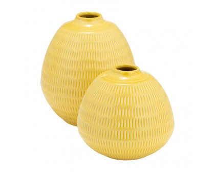 Sagebrook 7" Ceramic Stripe Oval Vase - Yellow