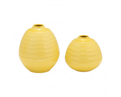 Sagebrook 7" Ceramic Stripe Oval Vase - Yellow