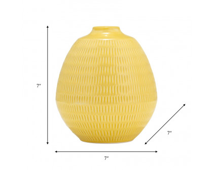 Sagebrook 7" Ceramic Stripe Oval Vase - Yellow