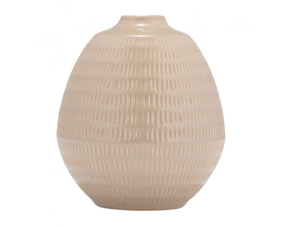 Sagebrook 7" Ceramic Stripe Oval Vase - Irish Cream