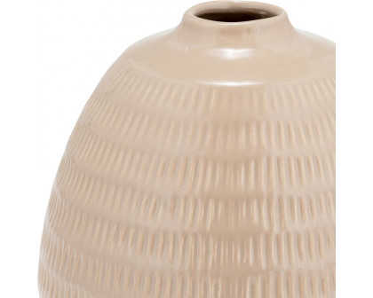 Sagebrook 7" Ceramic Stripe Oval Vase - Irish Cream