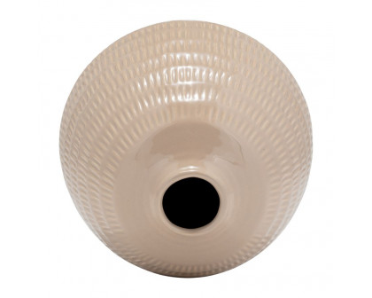 Sagebrook 7" Ceramic Stripe Oval Vase - Irish Cream