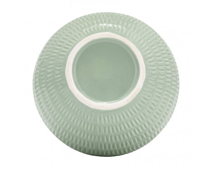 Sagebrook 7" Ceramic Stripe Oval Vase - Dark Sage