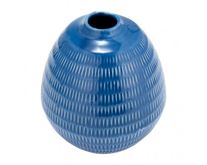 Sagebrook™ 7" Ceramic Stripe Oval Vase - Coastal Blue