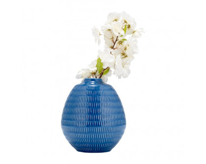 Sagebrook™ 7" Ceramic Stripe Oval Vase - Coastal Blue