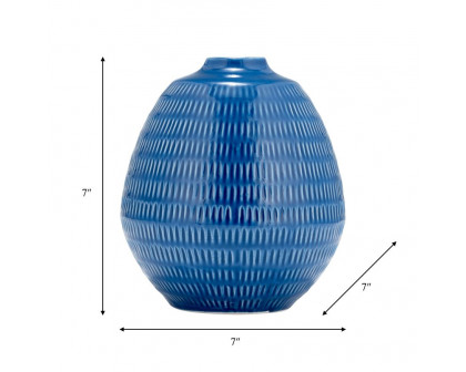 Sagebrook™ 7" Ceramic Stripe Oval Vase - Coastal Blue