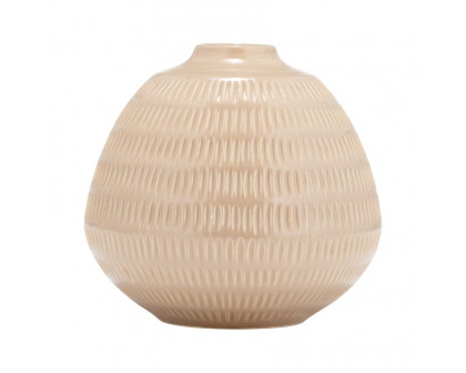 Sagebrook 6" Ceramic Stripe Oval Vase